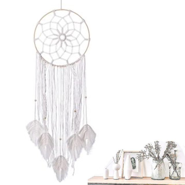 Atrapasueños de plumas tejidas, colgante de pared grande hecho a mano, decoración con borlas, adorno para decoración del hogar