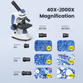 thumbnail image 4 of FOKOOS Microscope for Adults with Slides 40X-1000X Compound, Phone Adapter, Dual LED, 4 of 8