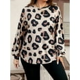 thumbnail image 6 of Cuteduck Women's Plus Size Casual Leopard Print Top Crew Neck Long Sleeve Trendy Breathable Loose Tunic 1X-4X, 6 of 7