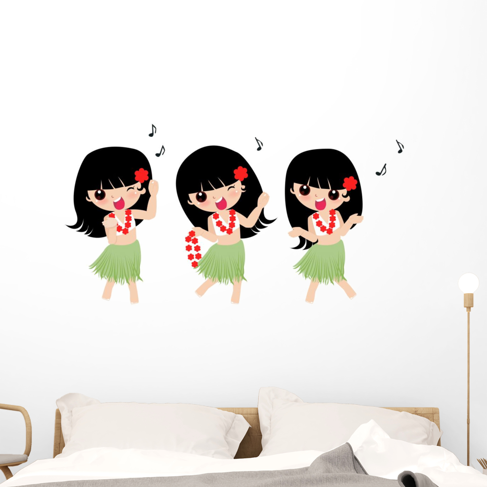 Hawaiian Hula Girl Wall Decal Sticker by Wallmonkeys Vinyl Peel and ...