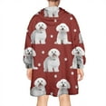 thumbnail image 2 of Pink Bichon Frise Wearable Oversized Blanket,Wearable Blanket Hoodie for Adults,Cozy Hooded Blankets with Super Pockets,Super Warm Fuzzy Pullover for Women & Men, 2 of 6
