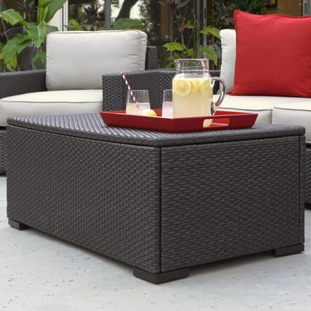 Serta Laguna Outdoor Storage Coffee Table - Brown Wicker ...
