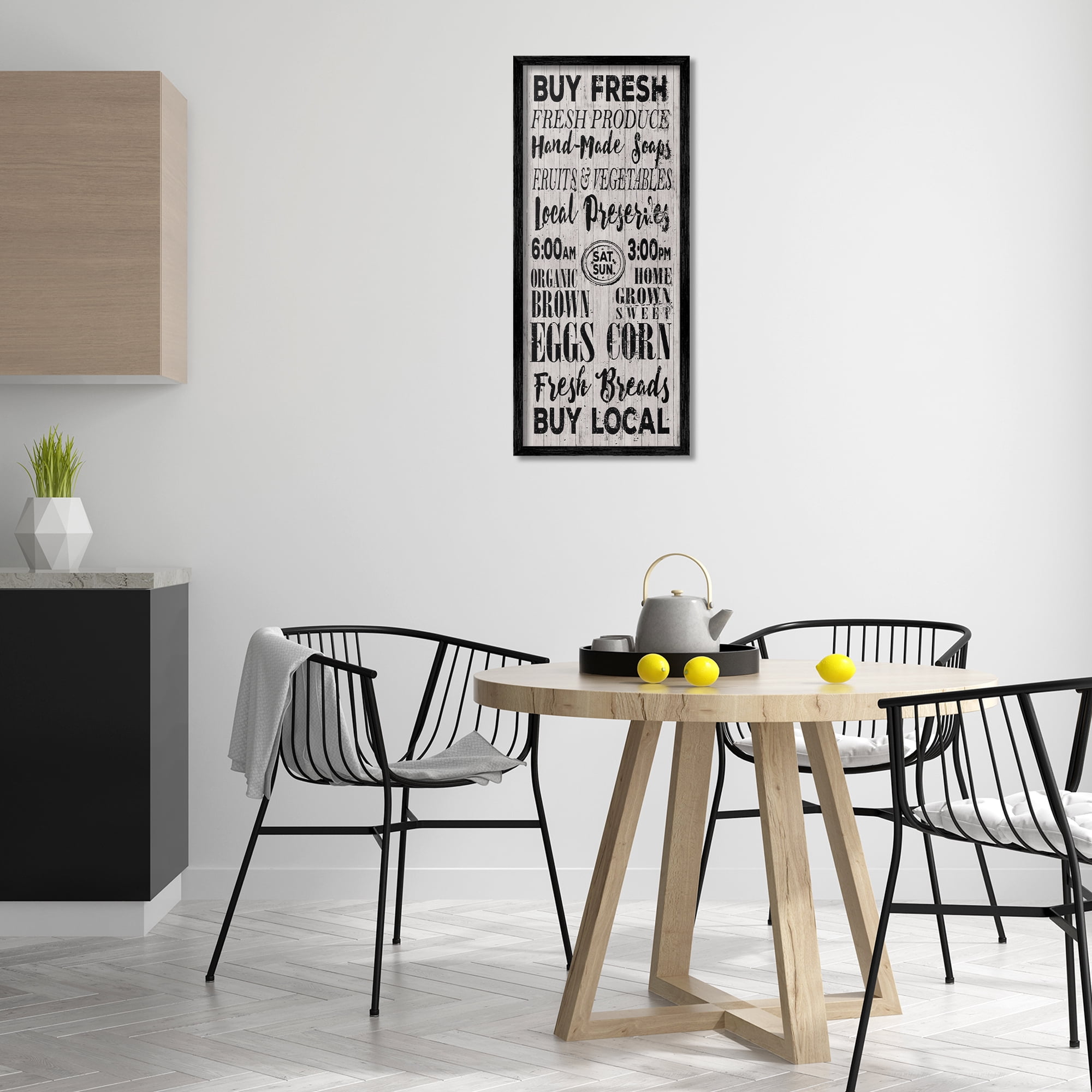 Stupell Industries Buy Farm Fresh Typography Painting Black Framed Art Print Wall Art, 13 x 30