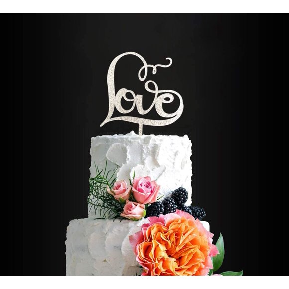 Gorgeous LOVE Cake Topper, Classical Sliver Wedding Cake Topper for Wedding/Bridal Shower Party, Anniversary