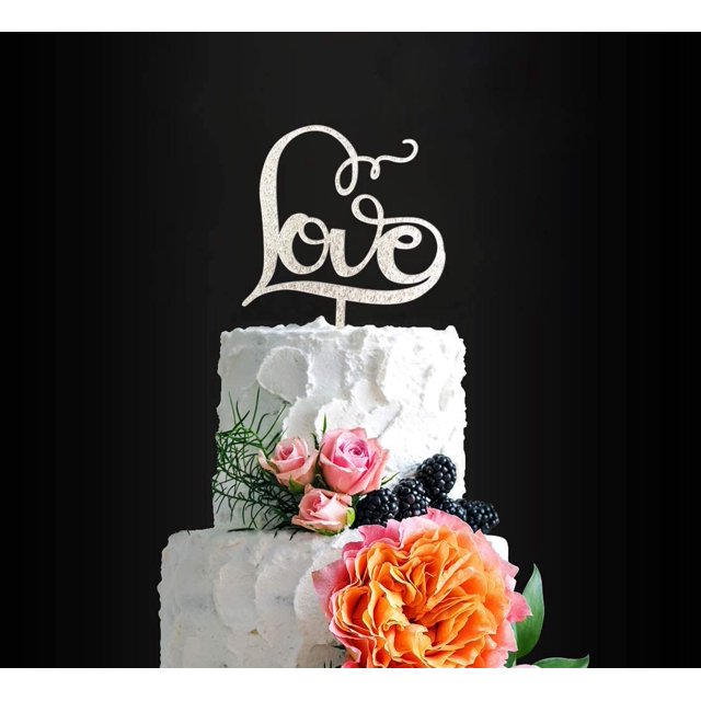 Gorgeous LOVE Cake Topper, Classical Sliver Wedding Cake Topper for Wedding/Bridal Shower Party, Anniversary