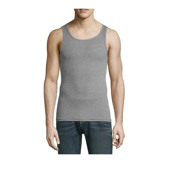Hanes Best Tagless Cool Comfort Cotton Tank Tagless A-Shirts All Gray 6-Pack Small 34"-36"