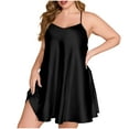 thumbnail image 2 of ylioge XL-5X Plus Size Nightgowns for Women Lightweight Silk Satin Dresses Ladies Trendy Solid Color Spaghetti Strap Backless Nightdresses, 2 of 5