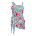thumbnail image 5 of Whosucclay Hibiscus Waves Green Removable Bra Girls One Piece Swimsuits Swimwear with Cover Up Skirt, Spandex Material Adjustable Strap Girls Swimsuit for Vacation, 13-14 Years Old, 5 of 8
