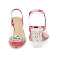 thumbnail image 5 of BLISSFUL STEP Women's Clear Slingback Rhines Peep Toe Block Heels Sandals, 5 of 5