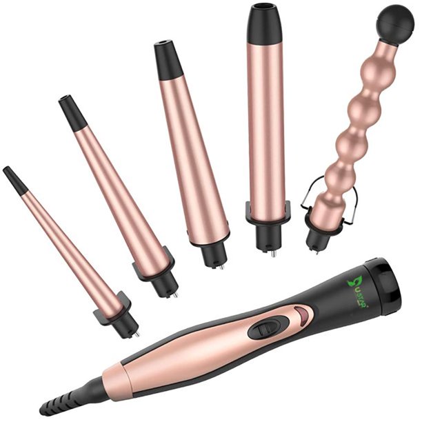 USTAR 5 in 1 Ceramic Curling Iron Wand Set with 5 Interchangeable