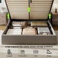 thumbnail image 5 of iPormis King Size Bed Frame with Lift Up Storage & Charging Station, Geometric Upholstered Storage Headboard, Heavy Duty Wooden Slats, No Box Spring Needed, Noise Free, Easy Assembly,Light Gray, 5 of 8