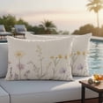 thumbnail image 2 of Outdoor Pillow Cover Floral Leaf Set of 2 Waterproof Throw Pillowcases Purple Blue Yellow Flower Decorative Patio Furniture Pillows for Couch Garden Indoor & Outdoor Use, 2 of 9