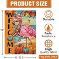 thumbnail image 2 of Welcome Fall Flamingo Decorative Garden Flag, Autumn Pumpkin Maple Leaves Beach Coastal Yard Outside Home Decorations, Thanksgiving Nautical Outdoor Small Decor Double Sided 12 x 18, 2 of 6