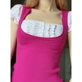 thumbnail image 4 of Mialoley Femmes de la Mode Sortir Tops Manches Courtes en Tricot Dentelle Patchwork Tops, 4 of 9