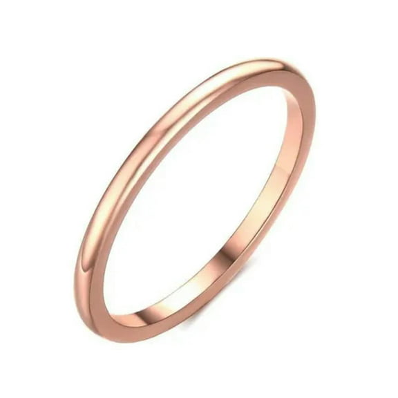 1.5MM Rose Gold Wedding Band Stainless Steel Women's Jewelry Tail Ring Size 6-12
