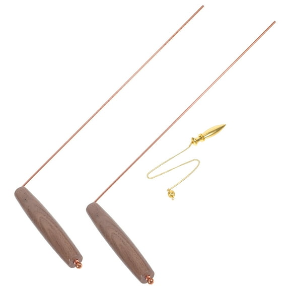 Zehuanyu 1 Set Copper Dowsing Rods Wooden Handles Handheld Divining Rods Copper Witching Sticks For Water Metal Seeking Paranormal Equipment