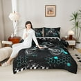 thumbnail image 4 of Homewish Motorcycle Motocross 2pcs Bedding Comforter Set For Adults Female Men,Abstract Honeycomb Plaid Hexagon Twin Comforter Sets,Sport Theme Breathable Bedding Set, 4 of 8