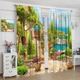 thumbnail image 5 of Italian Landscape Blackout Curtains for Kitchen,Vintage Scandinavian Rustic Rustic Nature Botanical Flower Leaf Beach Window Drapes Print for Bedroom Living Room 42x63in, 5 of 6