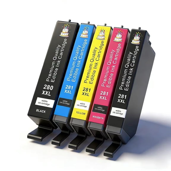 Edible Ink Cartridges for Canon PGI-280XXL CLI-281XXL, Food-Safe Ink for Cake, Cookie & Cupcake Printing, Edible Image Inks