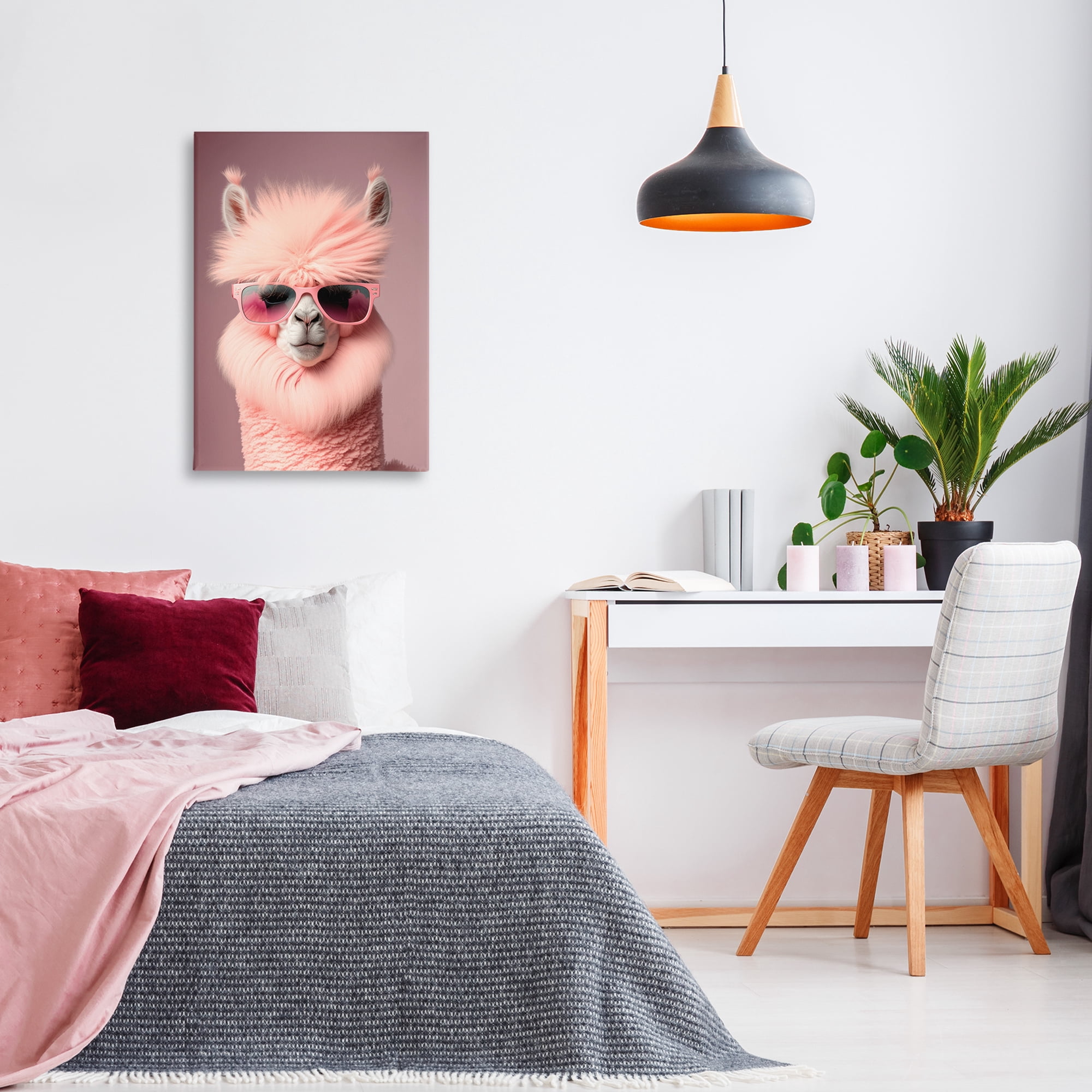 Stupell Industries Fluffy Pink Glam Alpaca Animals & Insects Painting Gallery Wrapped Canvas Art Print Wall Art, 20 x 30