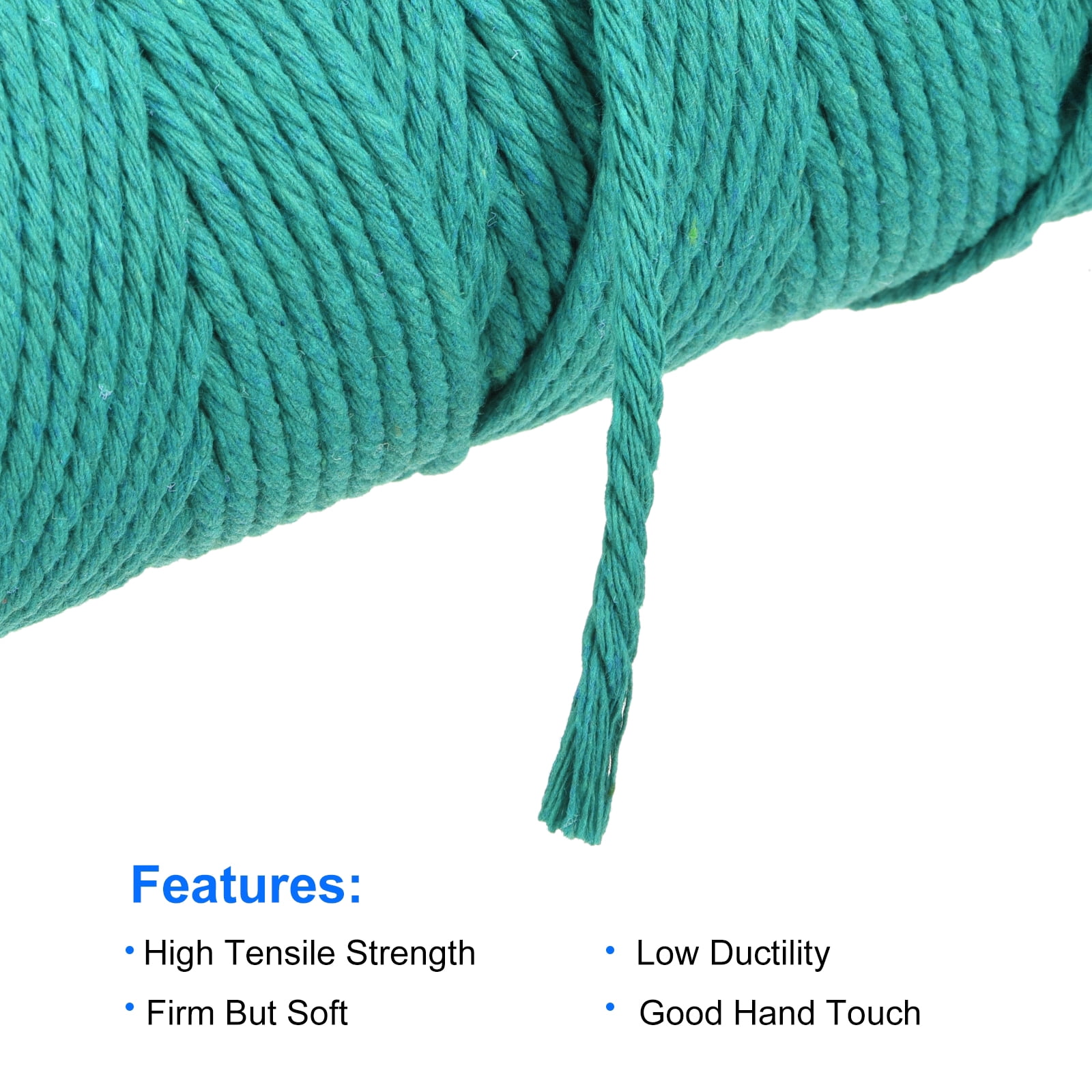 4 Pcs Cotton Rope 4 Strand Twisted Braided Rope Cord, Milky Green 100m/109 Yard 3mm Dia for Wall Hanging Plant Hanger