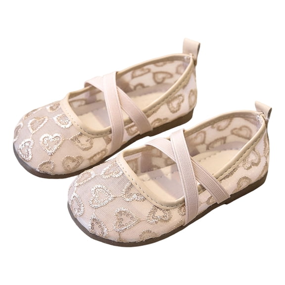 WNVMWI Summer Toddler Shoes Girls Mesh Dress Shoe Kids Mary Jane Flats Toddlers for Wedding Party Holiday Wear Rose Gold Size 9
