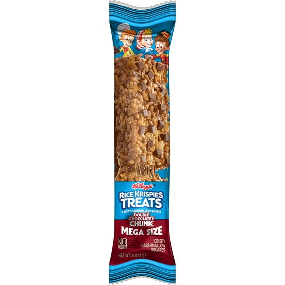 Rice Krispies Treats Mega Bars Double Chocolatey Chunk Chewy Marshmallow Snack Bars, Kids Snacks, 3 oz