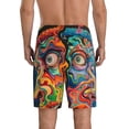 thumbnail image 4 of Lsque Psychedelic Faces Colorful Mens Sleep Pajama Shorts,Short Pajama Pants, Cotton Ultra-Soft Knit-Medium, 4 of 9