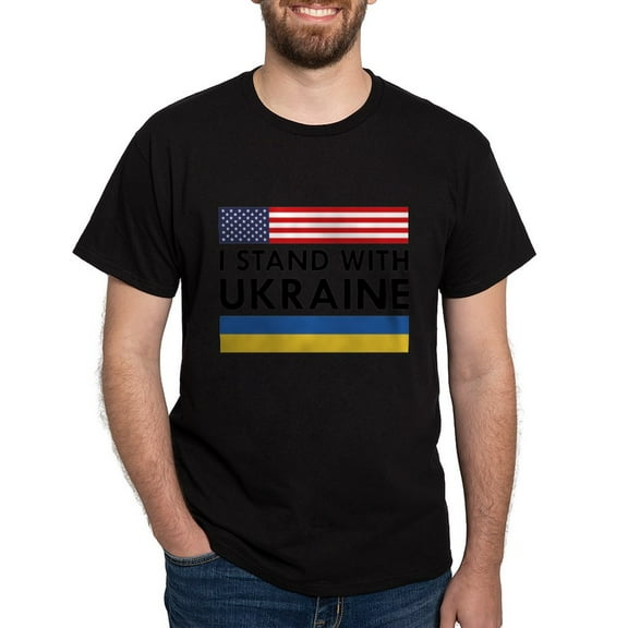 CafePress - I Stand With Ukraine Dark T Shirt - Men's Classic Graphic Cotton T-Shirt