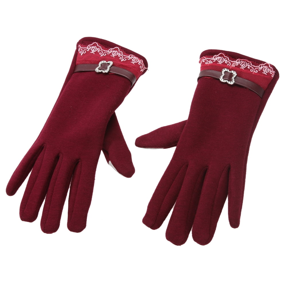 Womens  Touch Screen Winter Warm Gloves maroon 