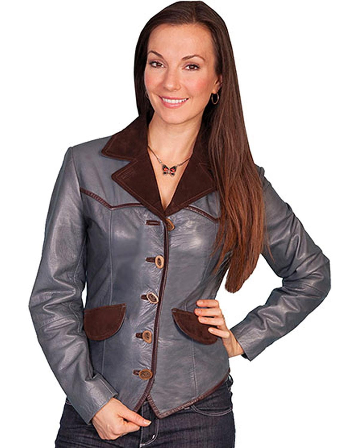Scully Women's Blue Lamb Leather Jacket - L644-163 - Walmart.com