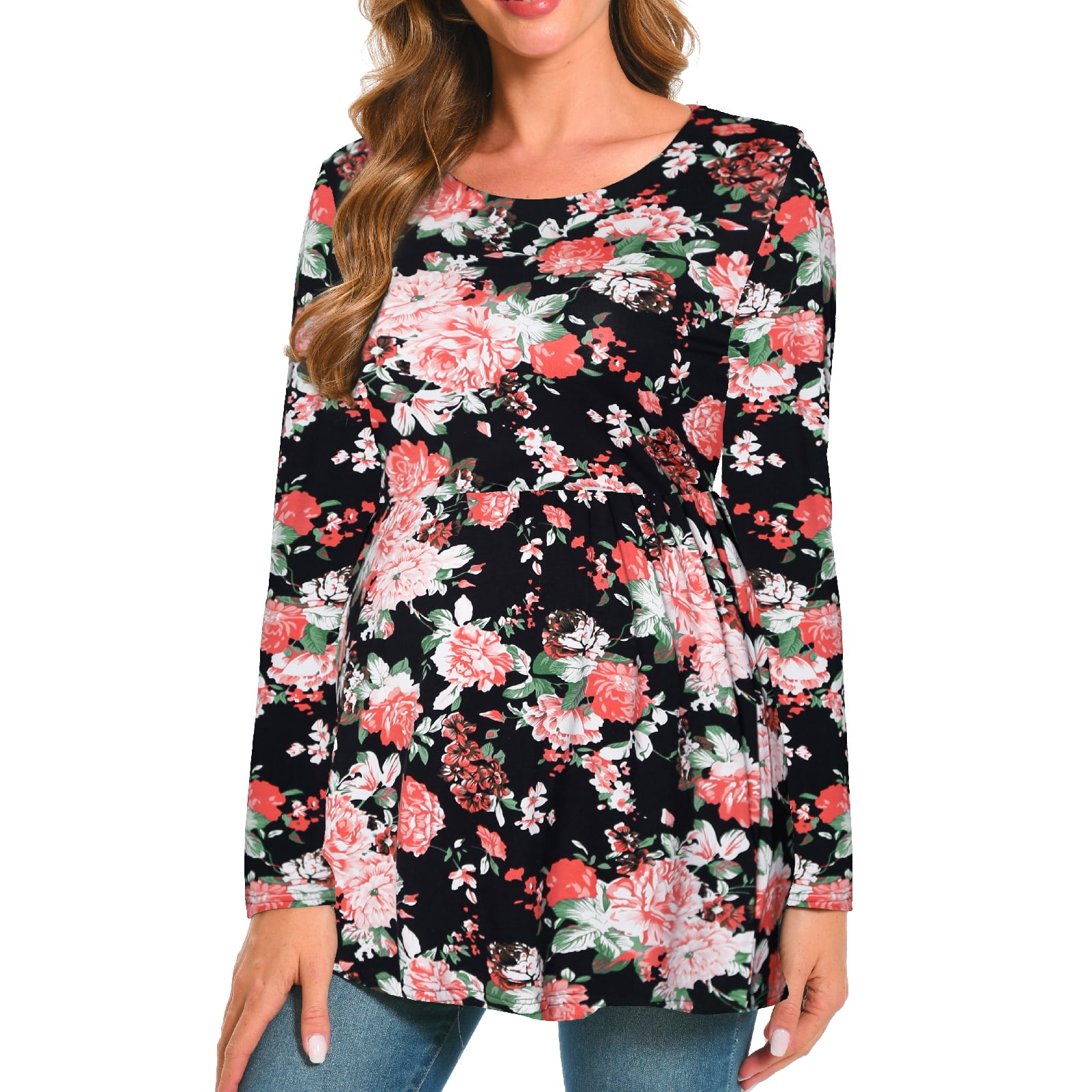 Beaisland Women's Long Sleeve Maternity Shirts Basic Casual Pregnancy Top 3-Pack