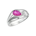 thumbnail image 3 of RYLOS Men's Rings Sterling Silver Ring - Timeless Pear Shape Cabochone Gemstone & Diamonds - Tear Drop Star Ruby Rings For Men  Size 8, 3 of 6