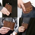 thumbnail image 3 of Tarjetero plegable de piel auténtica para hombre y mujer, monedero de seguridad SIM SD, tarjetero de memoria, Vintage, marrón suave TUNC Sencillez, 3 of 5