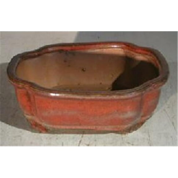 Bonsai Boy L157 4.5 in. Ceramic Bonsai Pot, Parisian Red - Rectangle
