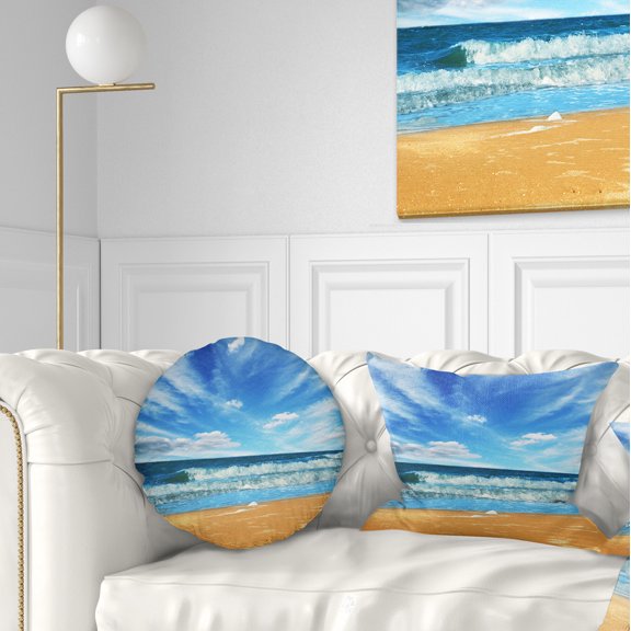 Designart 12" x 20" Blue Polyester Throw Pillow