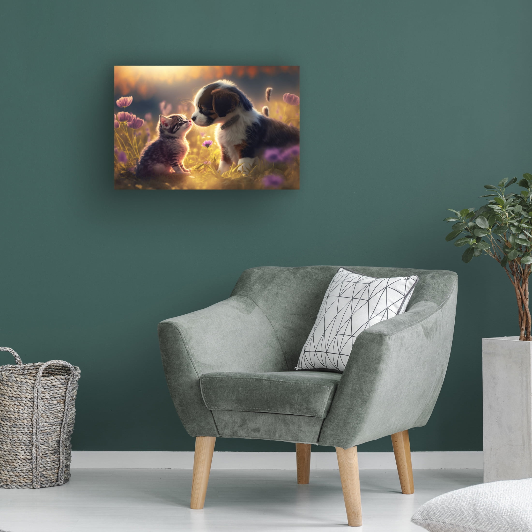 Canvas Wall Art - Ray Heere 'Cats And Dogs 15' Wall Art for Living Room, Bedroom, or Office Décor by Trademark Fine Art - 24 x 16 Inches