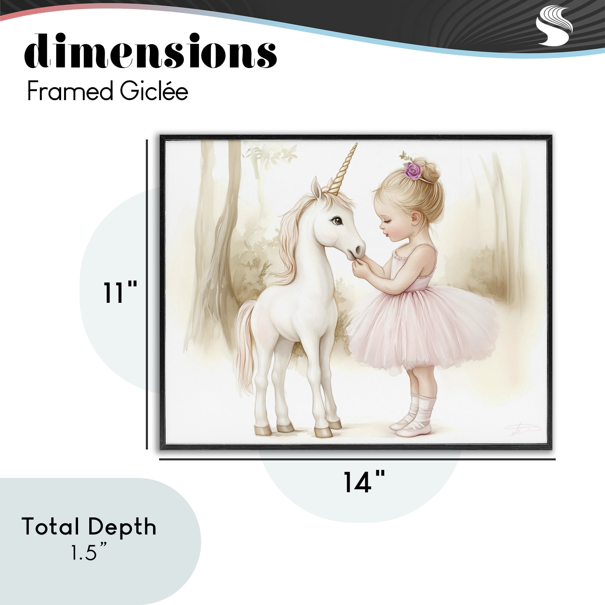 Stupell Industries Girl & Unicorn Friendship Black Framed Giclee Art, design by Whimsical Wonders