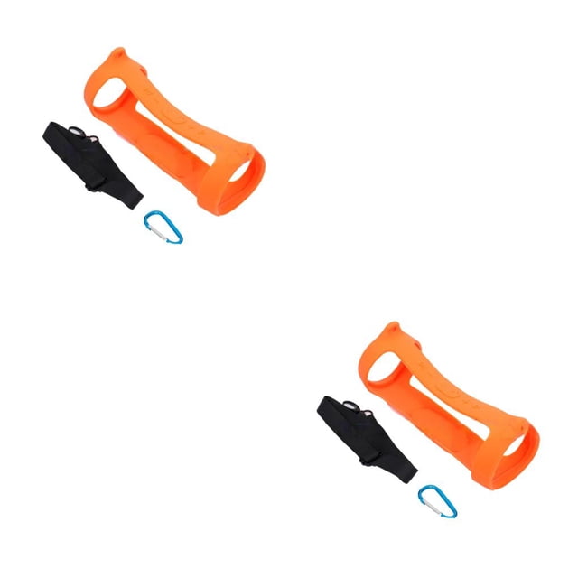 Monstrate Funda de silicona para altavoz con correa, mosquetón, funda de almacenamiento compatible con Bluetooth, repuesto para suministros de Naranja 2piezas