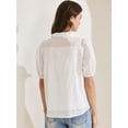 thumbnail image 4 of DARING DIVA Women's Crochet Hollow Out Ruffle Neck Peasant Blouse S White, 4 of 6