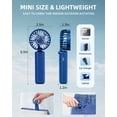 thumbnail image 5 of Portable Handheld Fan,Mini Portable Fan, 2000mAh Rechargeable USB Fan, 3 Speed Personal Small Desk Fan,Strong Airflow,Super Quiet, Pocket Fan with Carabiner for Girl Women Home Outdoor Indoor -Blue, 5 of 6