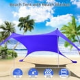 thumbnail image 2 of CUUPO 7×7 FT Beach Tent Sun Shade Shelter UPF50+ UV Protection, Outdoor Canopy Tent Sun Shade with 2 Poles for Beach, Camping, Fishing, Backyard and Picnics Royal Blue, 2 of 7
