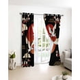thumbnail image 3 of Japanese Style Blackout Curtains for Bedroom/Living Room, Thermal Insulated Kitchen Curtains, Modern Cranes Cherry Flower Wave Red Brown Grommet Darkening Window Treatment Drapes 52"x72"x2, 3 of 8