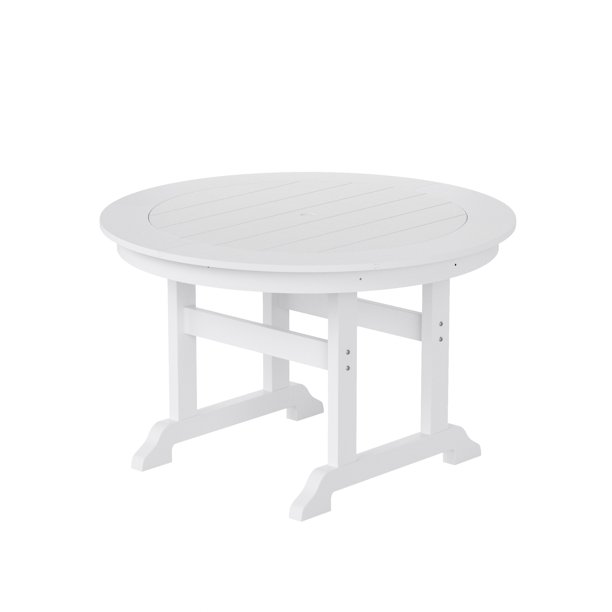 WestinTrends Malibu Patio Dining Table, All Weather Poly Lumber Adirondack 47" Trestle Round
