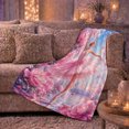 thumbnail image 6 of Peony Ballerina with Ribbons and City Skyline, Dreamy Impressionist Style for Ballet Lovers, Birthday Gift, Cozy Flannel Blanket for Bedroom and Living Room, Home Decor, 6 of 9