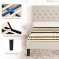 thumbnail image 6 of Full/Queen Bed Frame with Type-C & USB Ports, Upholstered Platform Bed Frame with Wingback & Button Tufted Headboard, Solid Wood Slats Support, No Box Spring Needed, Noise-Free, Khaki, 6 of 7