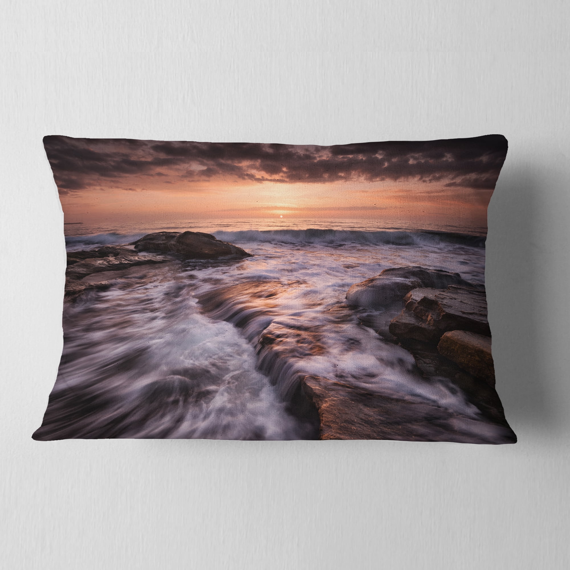 Designart 12" x 20" Black Polyester Throw Pillow