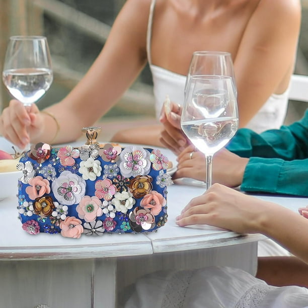 Navy floral clutch bag new arrivals
