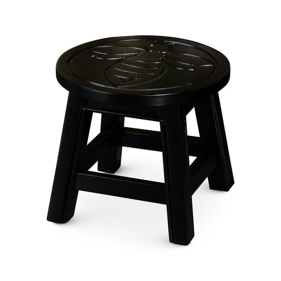 Carved Rubberwood Stool for Decor / Can Be Used as Mini Side Table
