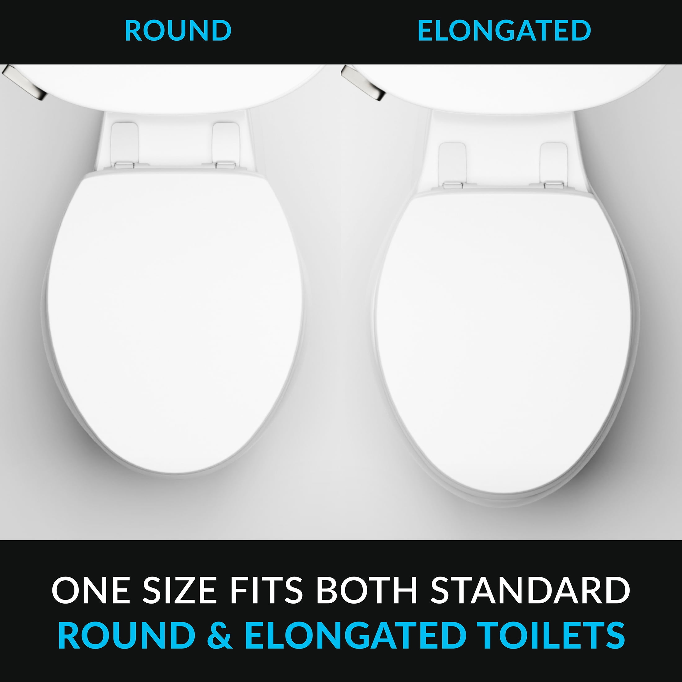 Mayfair by Bemis One Fit™ Universal Plastic Toilet Seat White Never Loosens Slow-Close